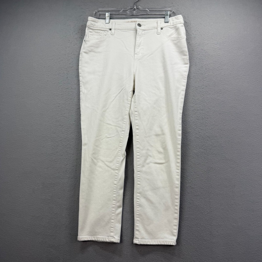 Chicos So Slimming Girlfriend Slim Leg Ankle Jeans Womens US 8R White Stretch